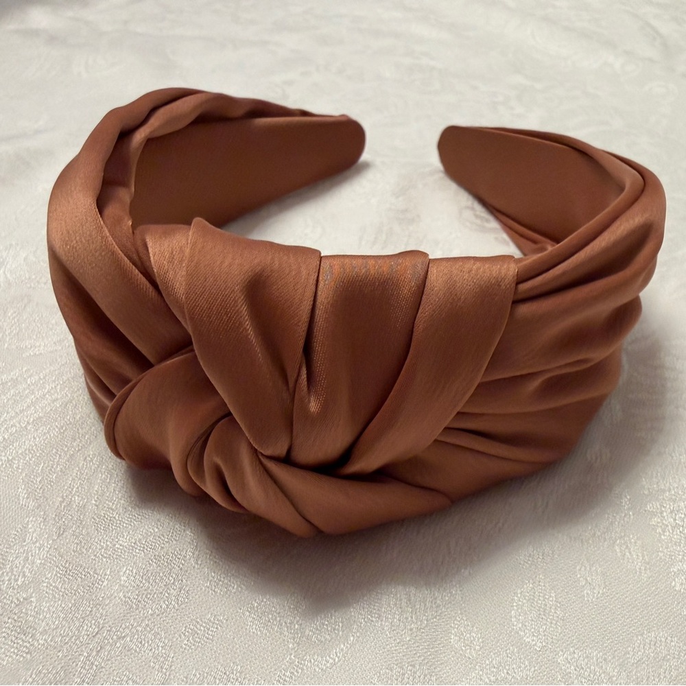 Brown Knotted Satin Headband - Women Accessories